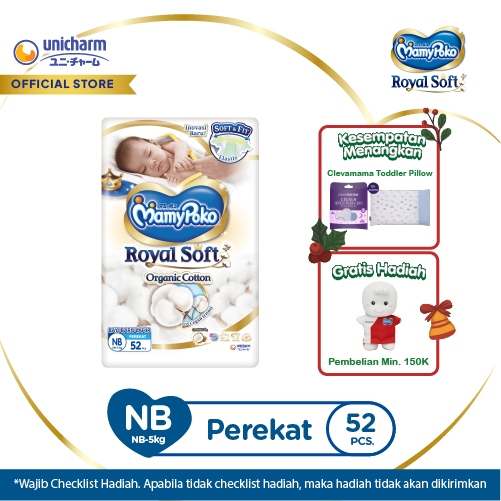 MamyPoko Royal Soft Organic Cotton - NB 52 - Popok Perekat