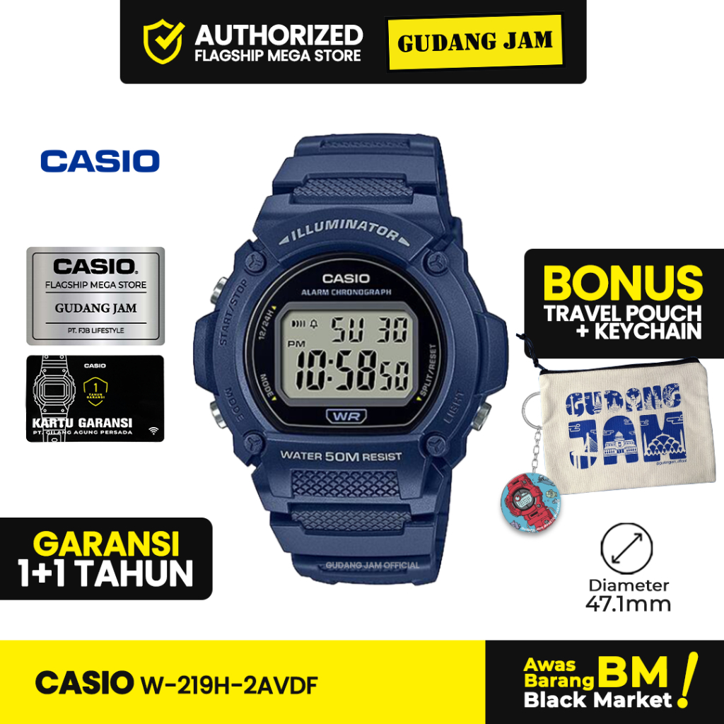 Jam Tangan Casio W-219H-2AVDF W-219H W-219 W219H W 219H