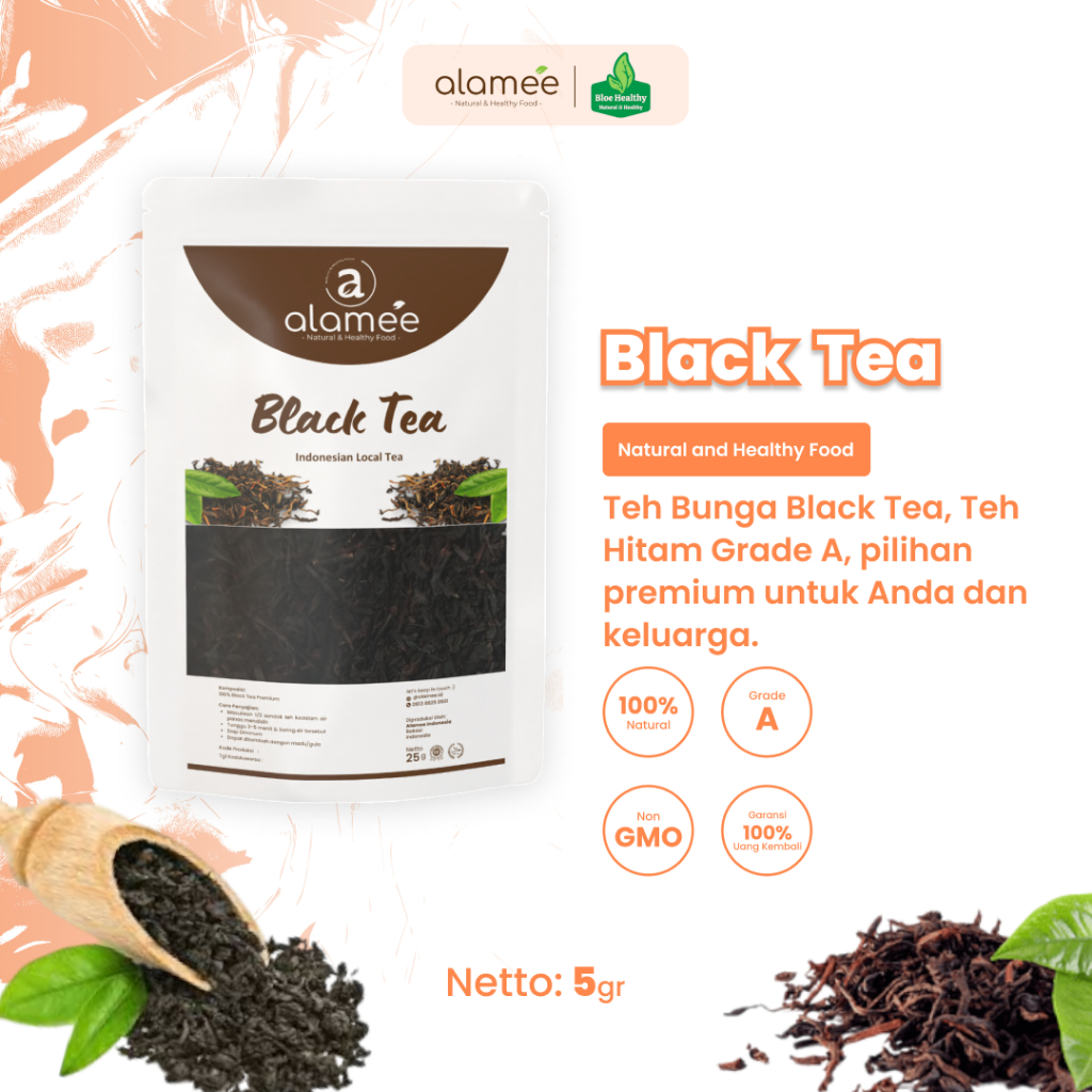 

Black Tea Teh Organic Bunga Kering Hitam Dried Alami Organik Herbal 5 gram