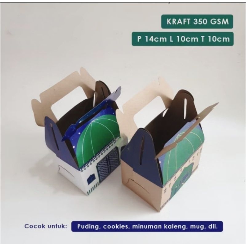 

( 20 PCS ) Gable box lebaran kekinian idul fitri Box snack motif masjid