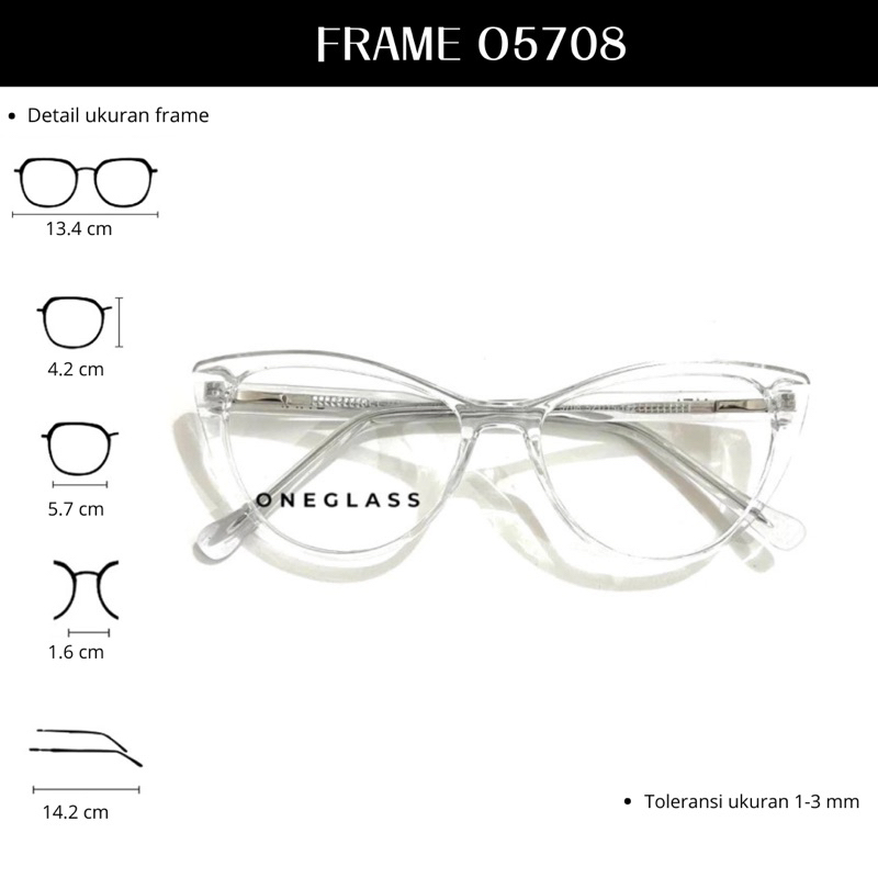𝗢𝗻𝗲𝗴𝗹𝗮𝘀𝘀 - Frame Kacamata O5708 Cat Eye Perempuan