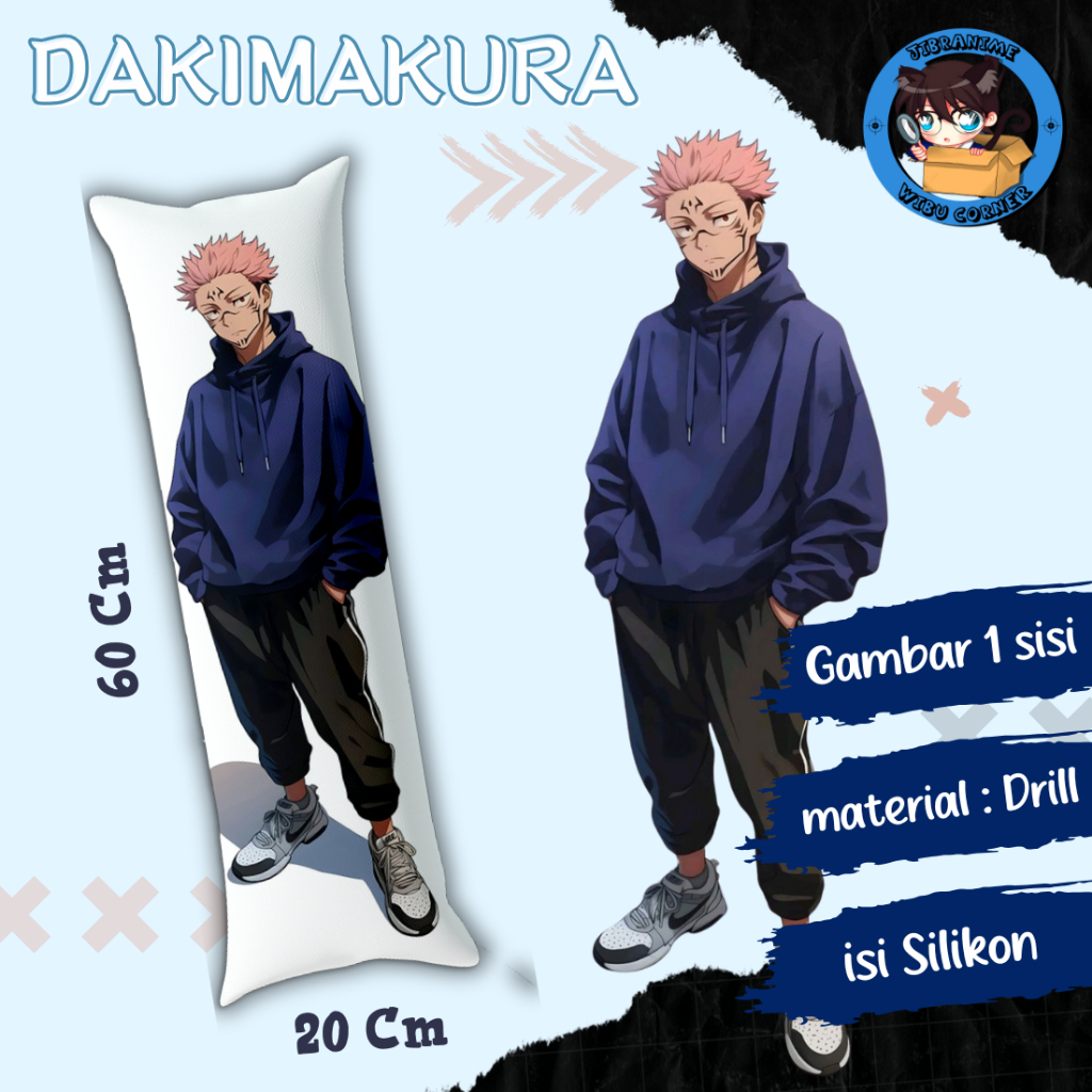 dakimakura / guling anime sukuna jujutsu kaisen 60x20 cm sudah is