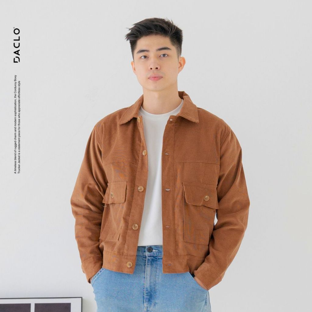 Corduroy Boxy Utility Jacket - Camel