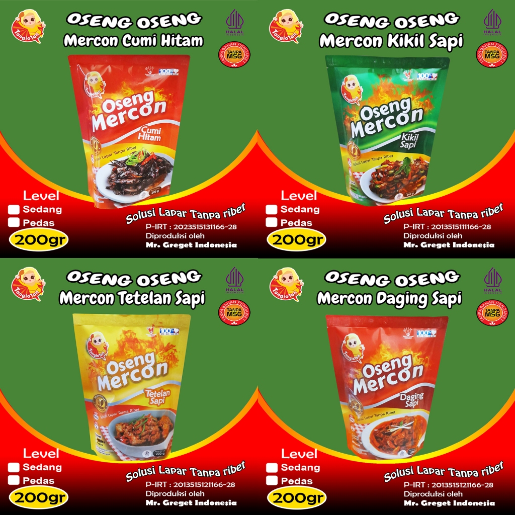

OSENG OSENG MERCON By Tangiotan Food / Pedas Nampol dan Rasanya Bikin Nagih - 200gr