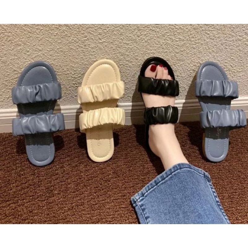 Raffi's Sandal kerut ban dua wanita terbaru/Sandal kerut wanita/Sandal wanita cantik