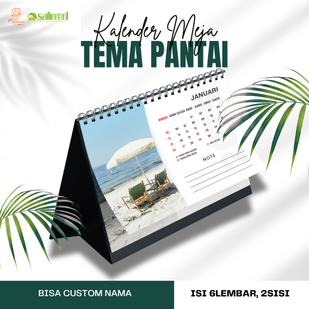 

Kalender Meja 2025 A5 Dudukan Linen Tebal Tema Pantai / Beach | Isi 6 Lembar 2 Sisi