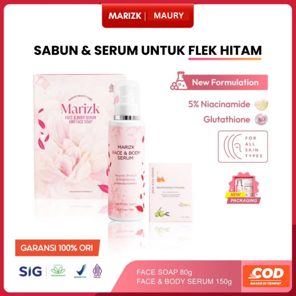 MARIZK Skincare Face Body Serum Mencerahkan Memutihkan Kulit Wajah Badan Tangan Kaki Anti Belang
