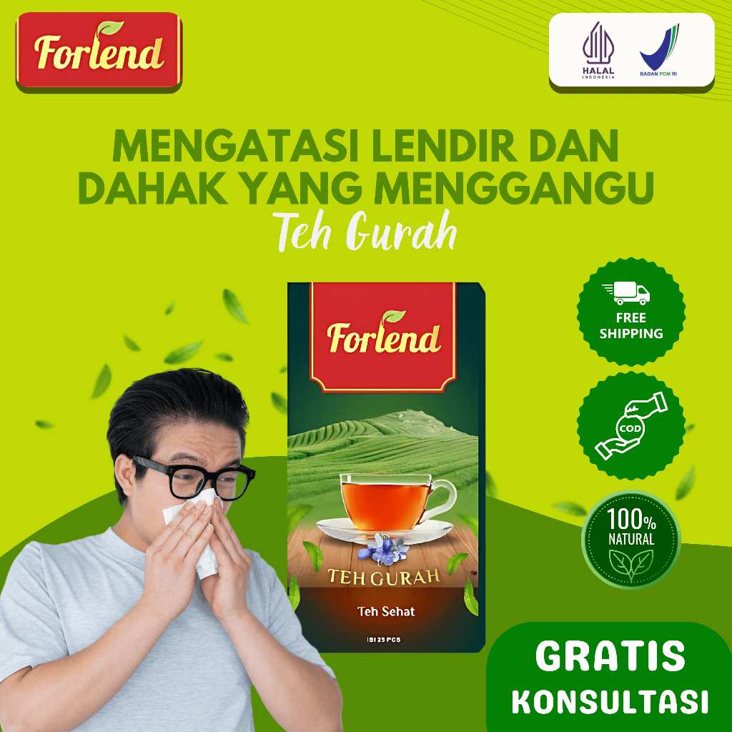 

FORLEND Teh Gurah Original - Membantu Atasi Permasalahan Lendir Dan Dahak - 15 kantong 1 Box