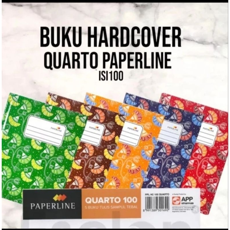 

Paperline Buku Tulis Hard Cover Kwarto 100 lembar ukuran 21 x 16 cm - Pack isi 5 buku