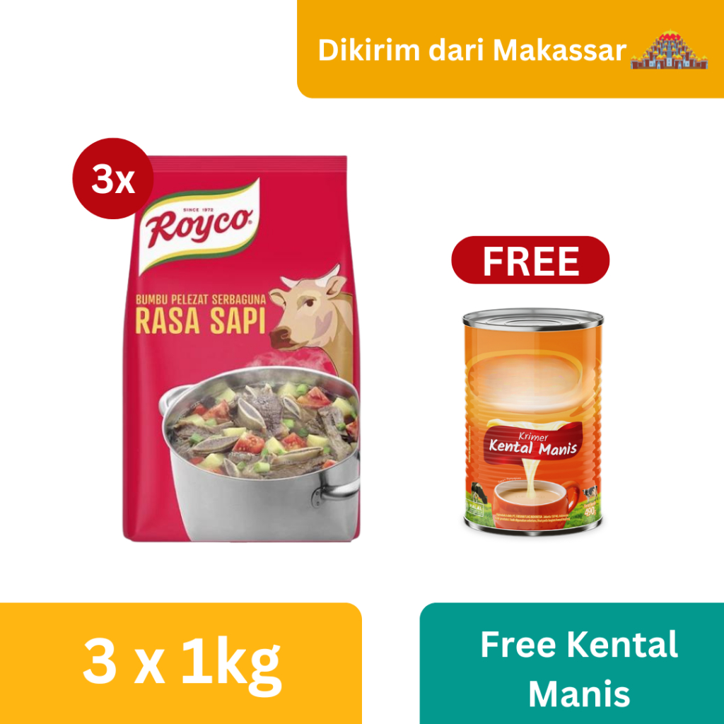 

Royco Sapi 1Kg (X3) + Free Gift - Kental Manis [Kirim dari Makassar]