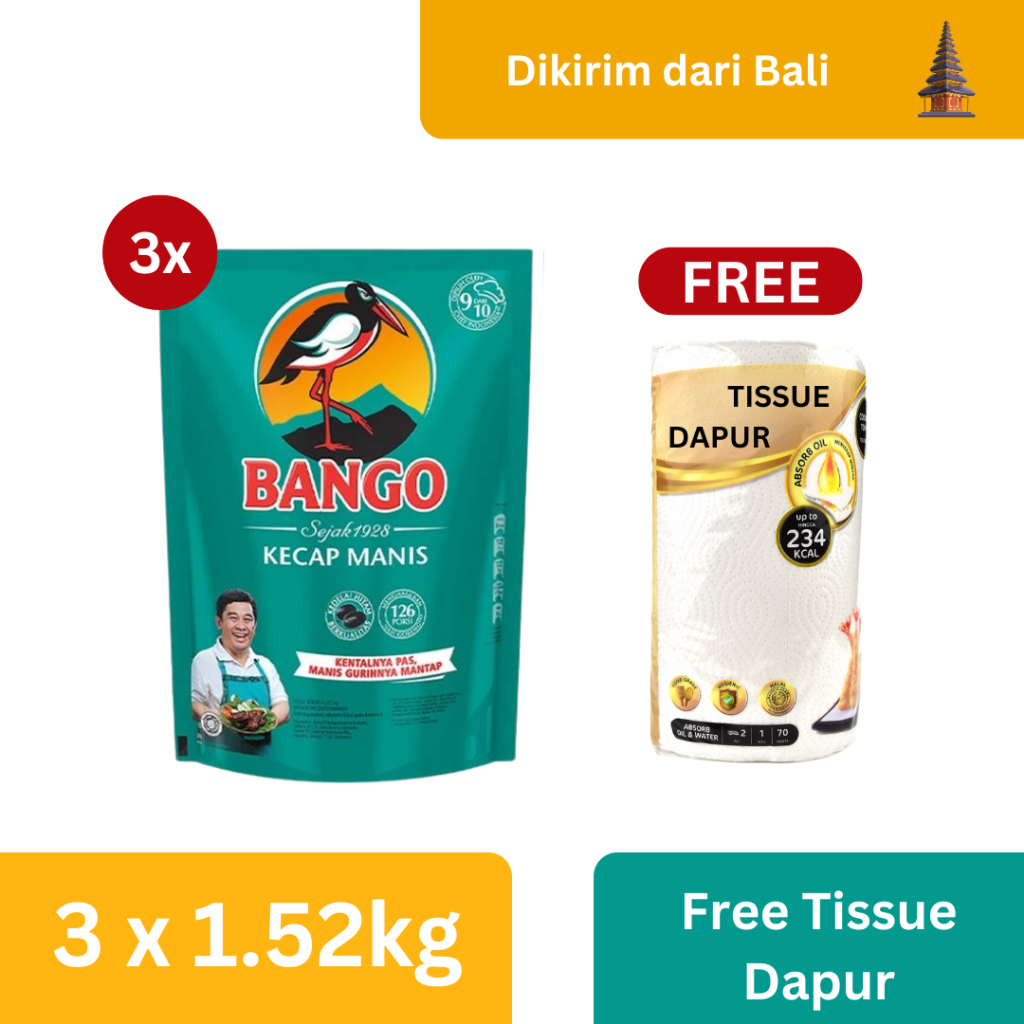 

Bango Kecap 1.5Kg (X3) + Free Gift - Tissue Dapur [Kirim dari Bali]