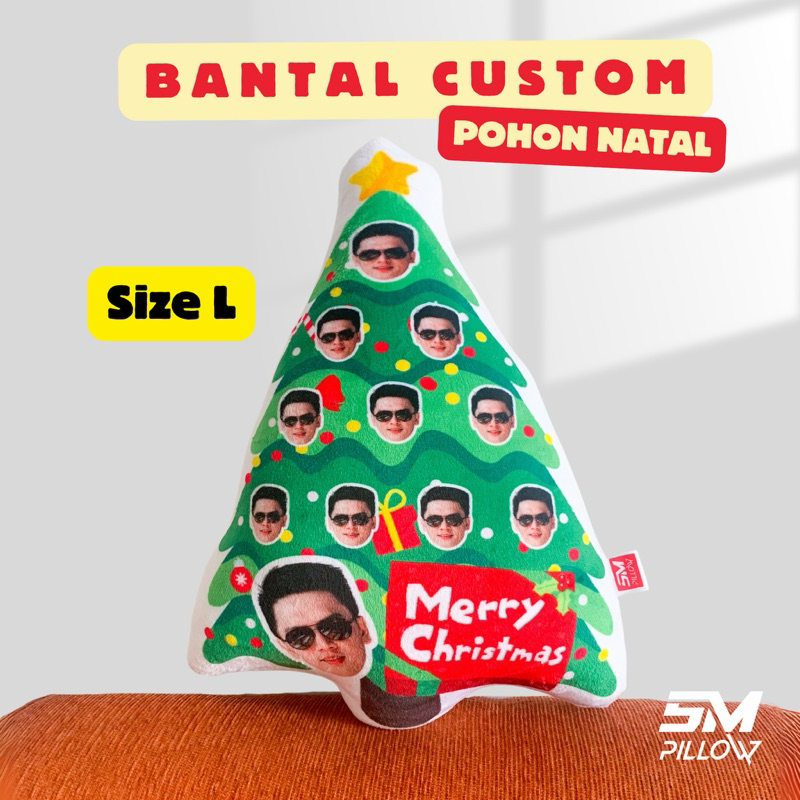 Bantal Custom Foto Pohon Natal Size L Christmas