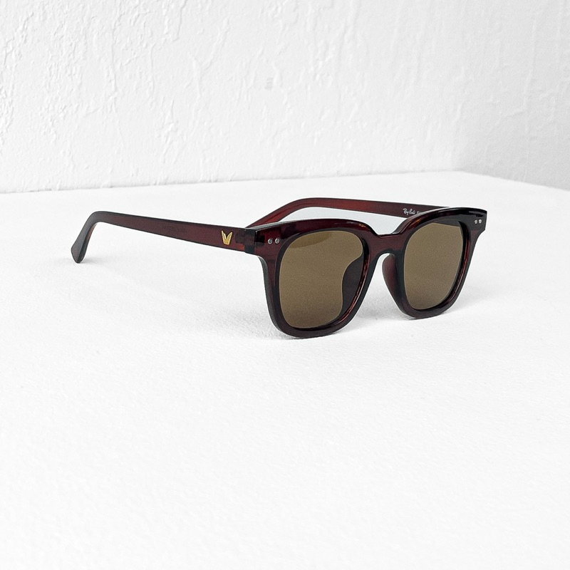 FW524 Kacamata Sunglasses Pria Wanita Full Coklat Lensa Kaca