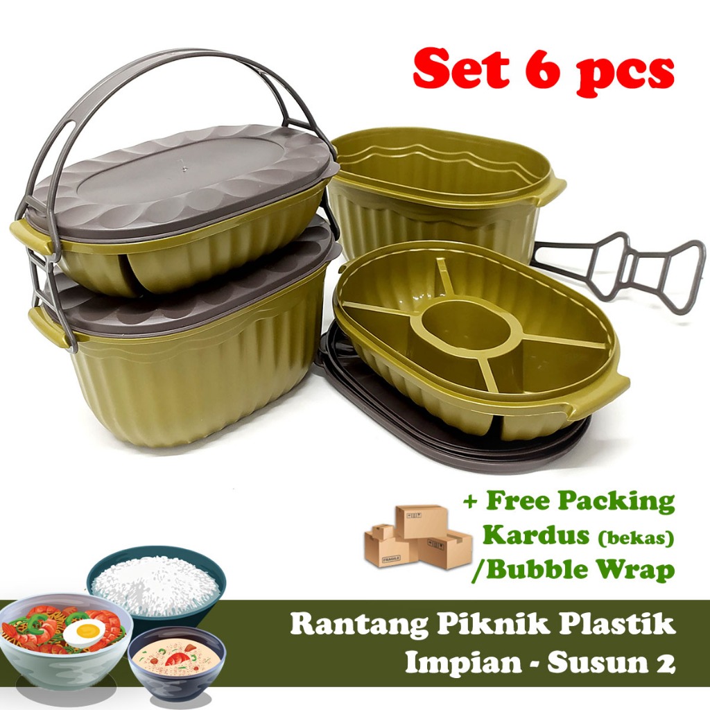 Set 6 Pcs Rantang Plastik / Rantang Piknik Impian Susun 2