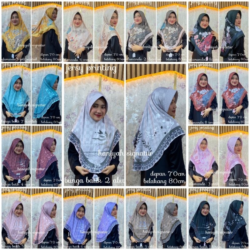 kerudung bergo motif yura jersey premium uk L dan jumbo,hijab instan jersey motif premium, bergo jer