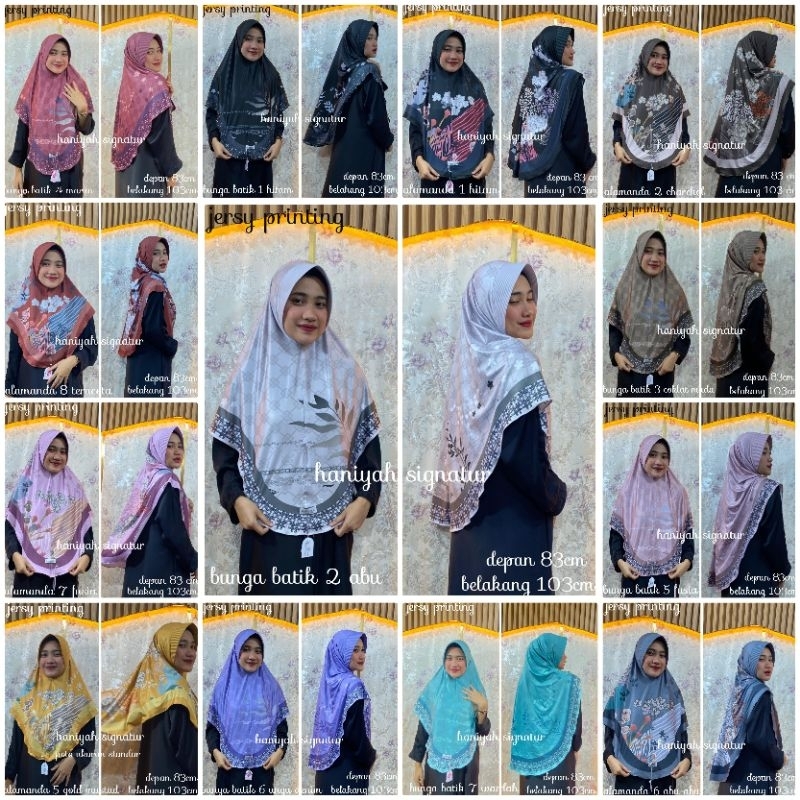 kerudung bergo motif yura jersey premium uk jumbo ,hijab instan jersey motif premium, bergo jersey m