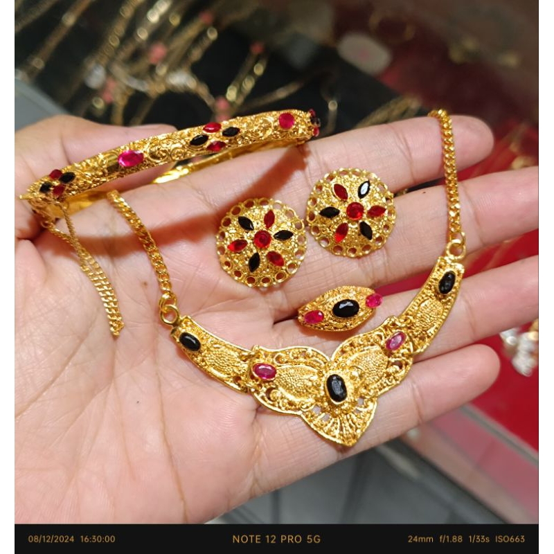 set perhiasan bali alpaka lapis emas