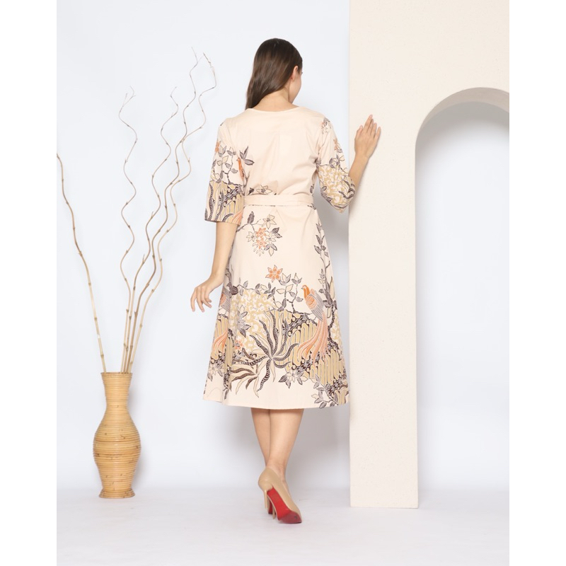 YZ4 Dress panjang wanita batik full kancing / Tunik batik wanita modern motif wayang / long dress