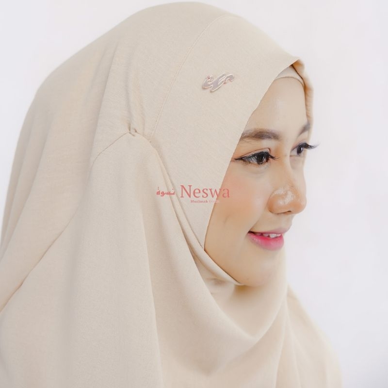 NESWA French Khimar Instan Free Cadar Crinkle Airflow Premium Antem