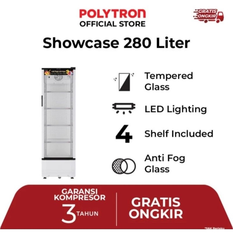 SHOWCASE POLYTRON 4 RAK SCN 230 280LITER SHOWCASE POLYTRON 4RAK SCN230