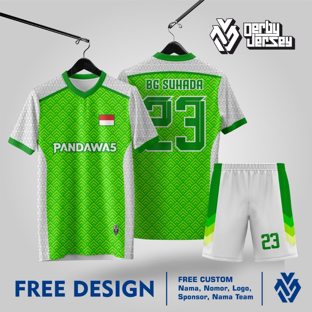 Jersey Futsal custom | Jersey Sepak Bola | Blue Flower Free Custom Name Set