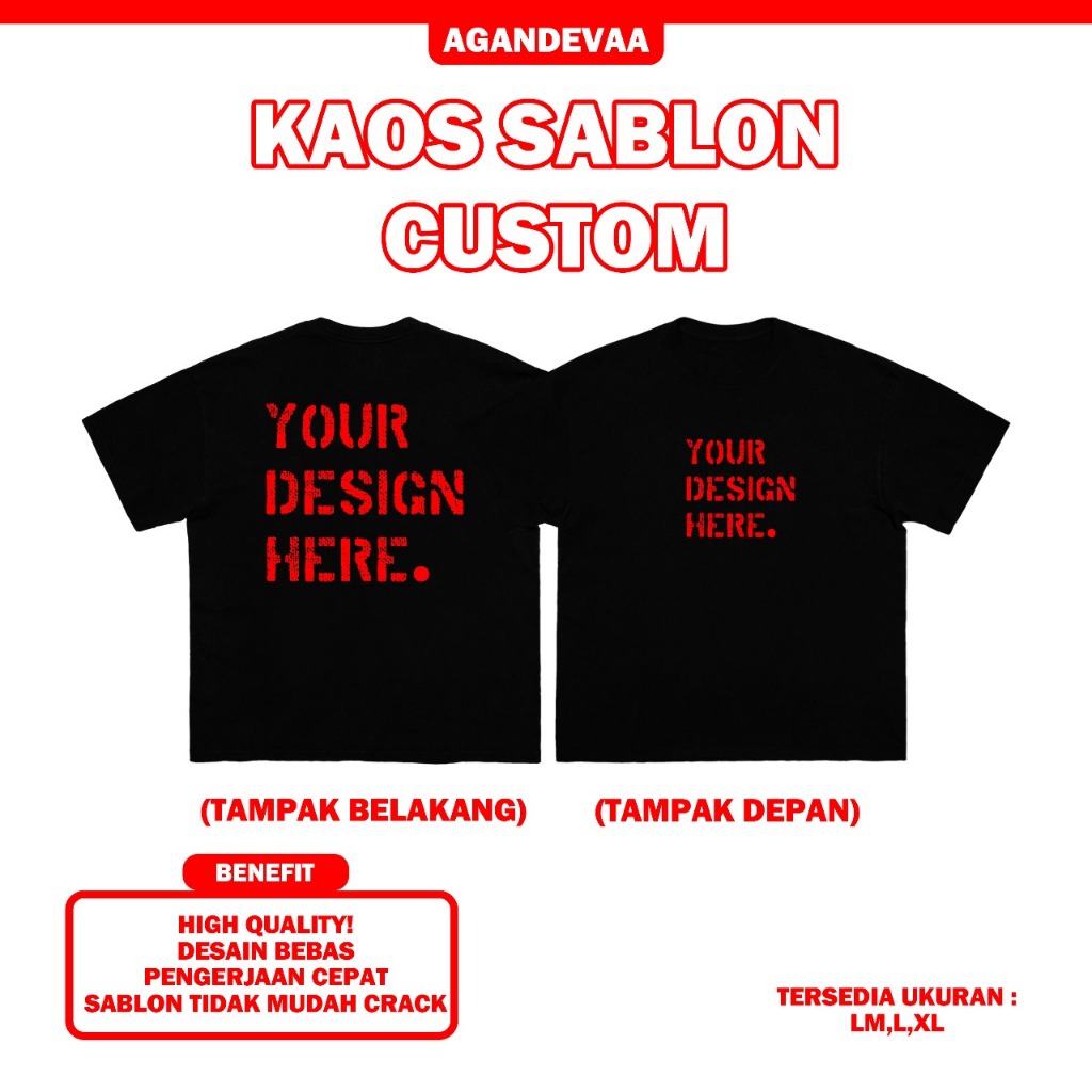KAOS SABLON CUSTOM PREMIUM| SATUAN/LUSINAN COUPLE PASANGAN/KELUARGA| GAMBAR/FOTO|KATA
