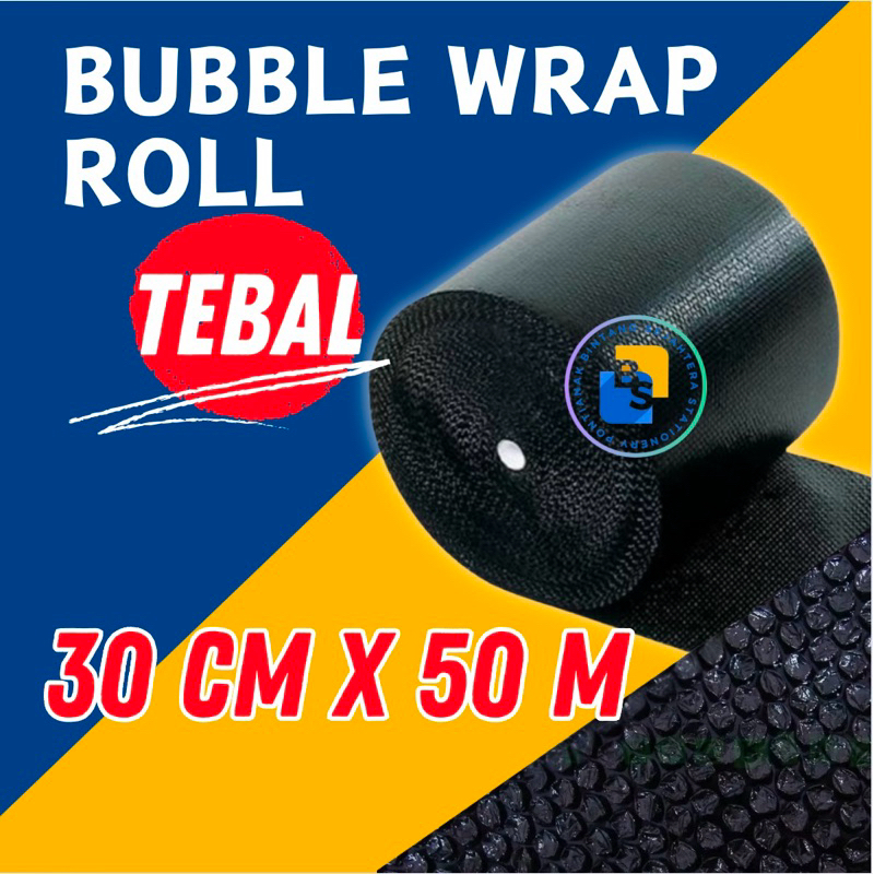 

Bubble wrap 30 cm x 50 m Hitam Tebal