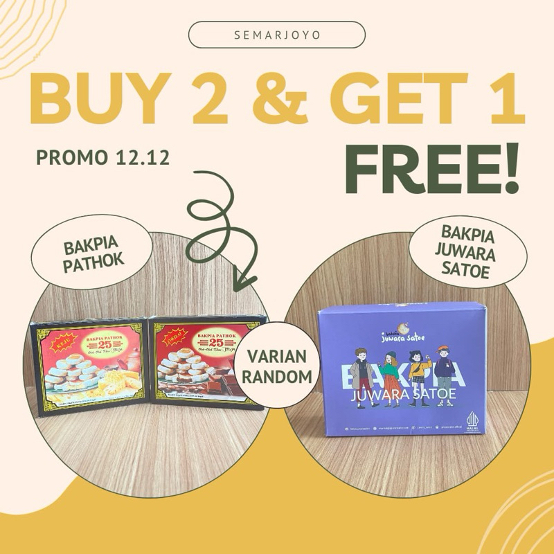 

12.12 Promo Buy 2 get 1 Bakpia Pathok 2 Box free Juwara Satoe 1Box