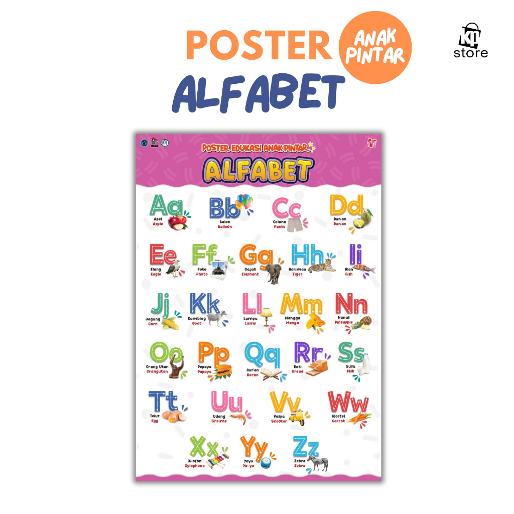 

Kawan Pustaka - Poster Edukasi Anak Pintar - Alfabet - Ukuran A3