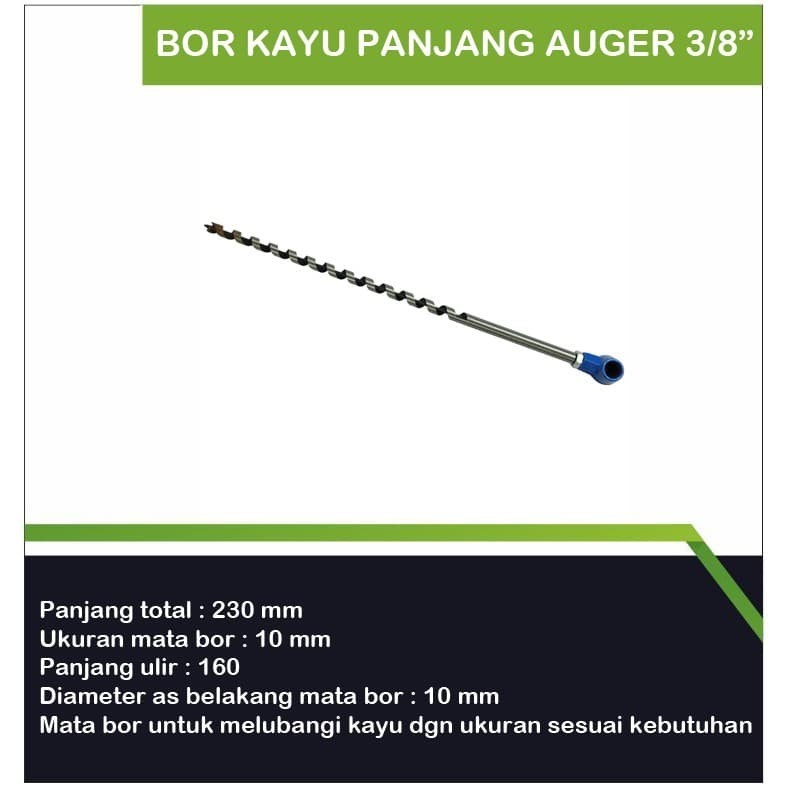 Bor Kayu Panjang Auger 3/8" MDC / Mata Bor kayu Panjang /Bor Kayu