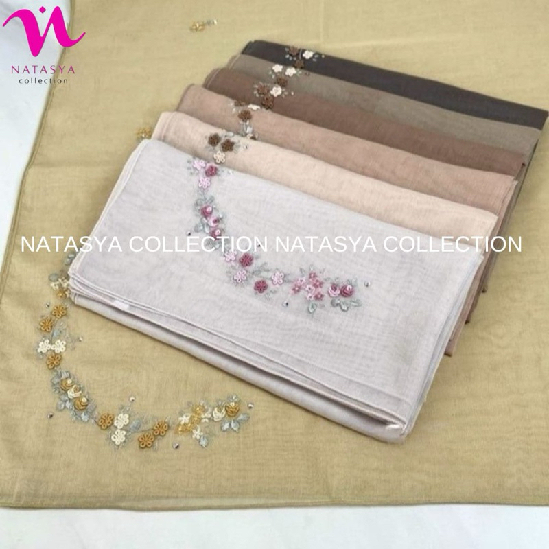 Hijab Segiempat Sulam Swarovsky Paris Premium