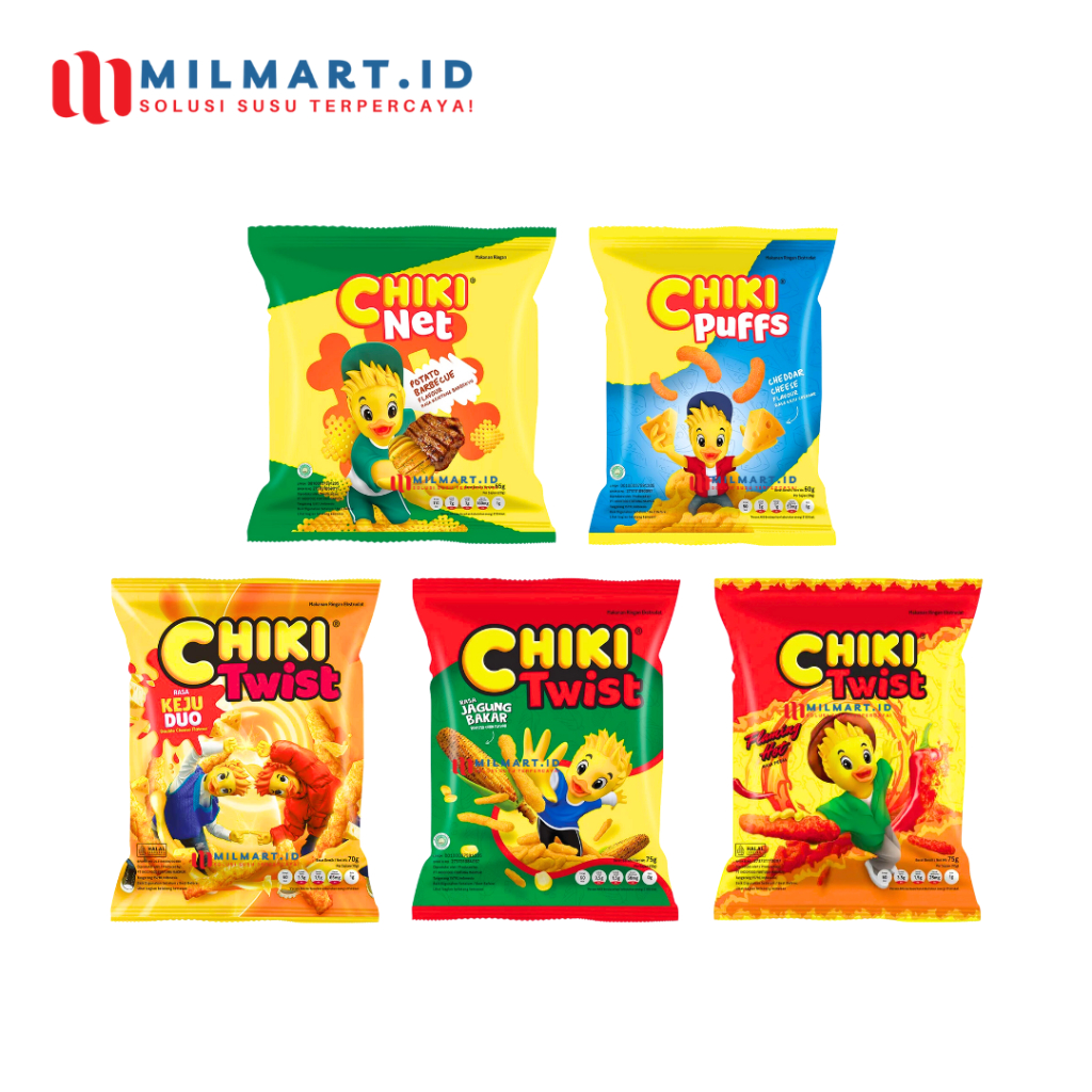 

CHIKI TWIST CHIKI PUFFS CHIKI NET KEJU CHEDDAR JAGUNG BAKAR FLAMING HOT CAMILAN JAJAN