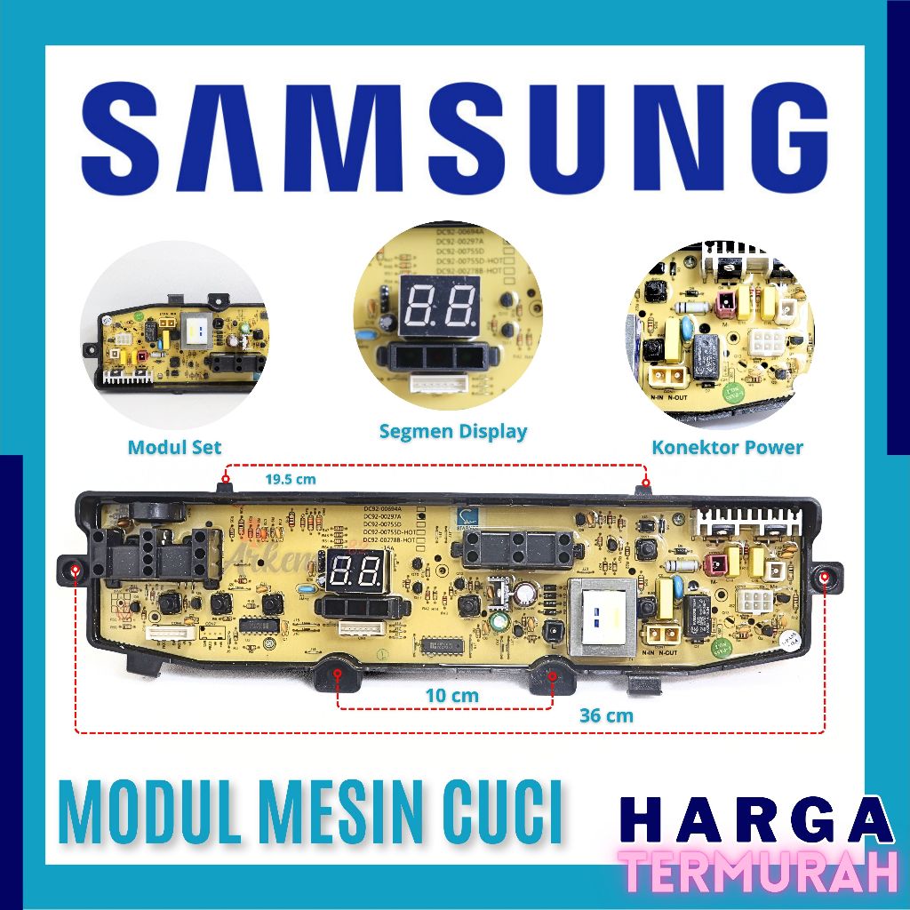MODUL PCB MESIN CUCI SAMSUNG WA90F4 WA80V4 WA70V4 | WA 90F4 WA 80V4 WA 70V4 | WA 90 F4 WA 70 V4