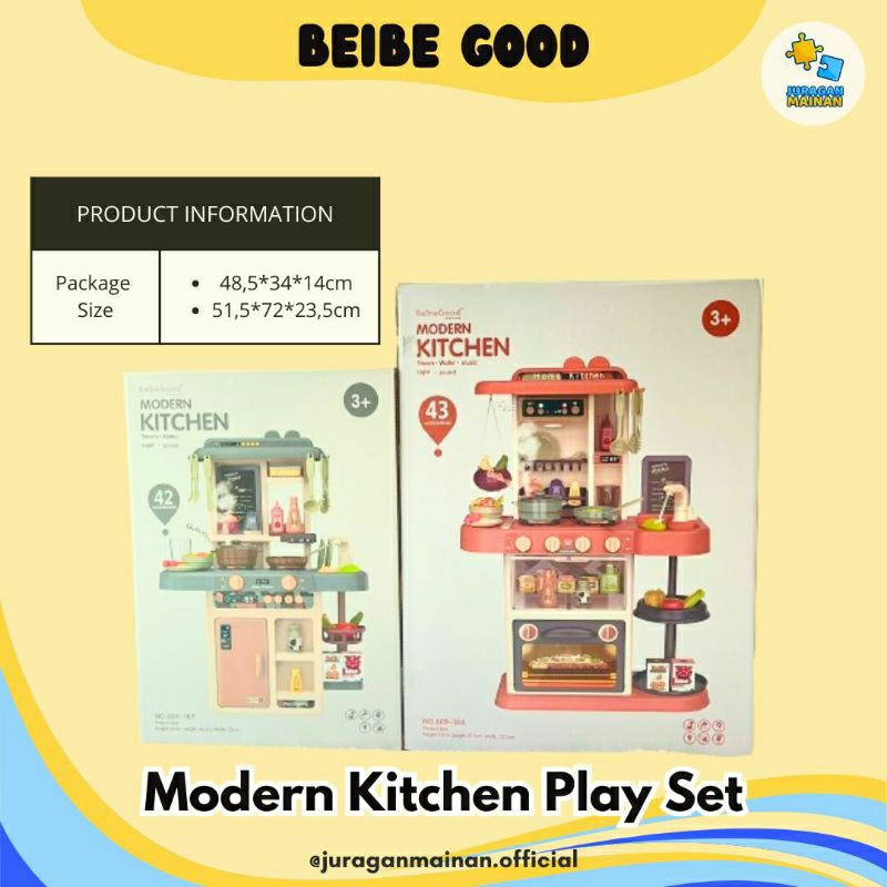BEIBE GOOD Modern Kitchen Mainan Edukasi Anak Anak DIY Mainan Kichen set Lengkap & peralatan Mainan 