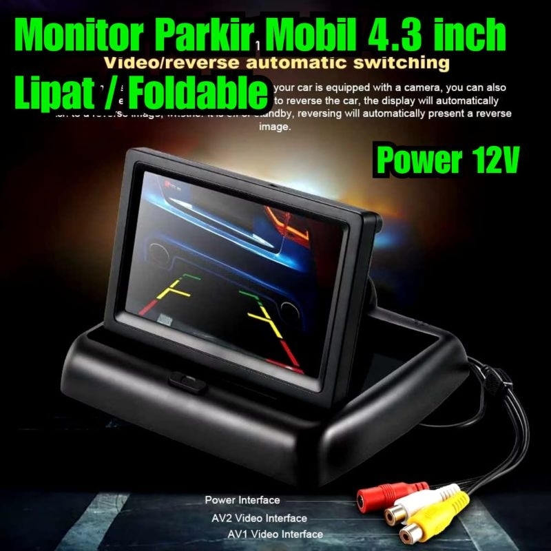 Monitor parkir Mobil 4.3 Model Lipat foldable monitor parkir mobil layar lcd parkir mobil monitor ke