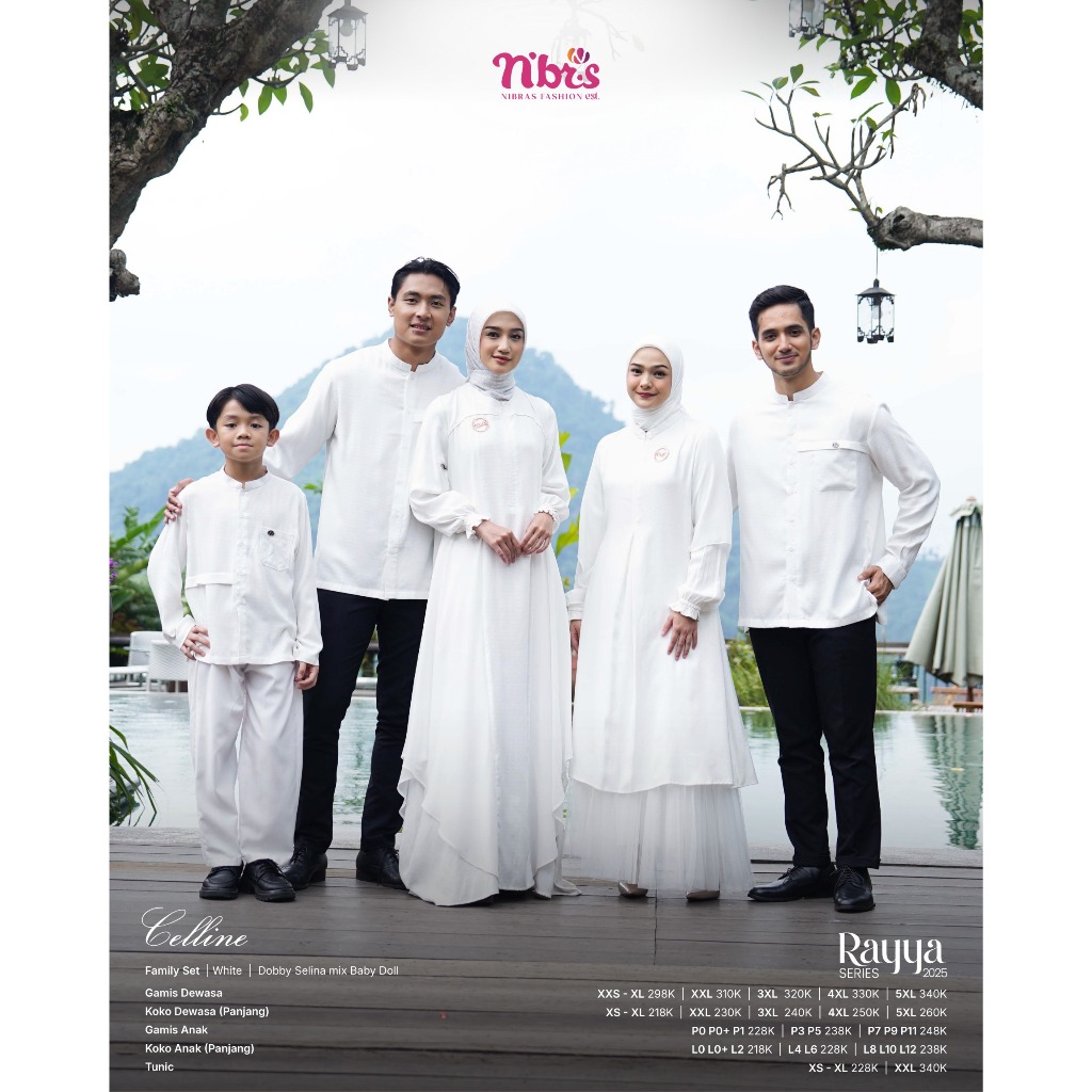 SARIMBIT NIBRAS 2025 / BAJU COUPLE SERAGAM KELUARGA / SARIMBIT CELLINE WHITE RAYYA SERIES [BISA COD]