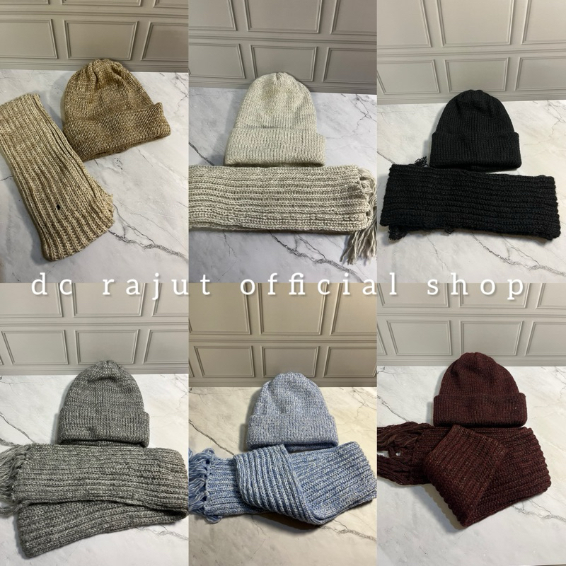 Set Kupluk Syal DEWASA Hat Topi Rajut Bromo Dieng Tebal Syal Kupluk Winter