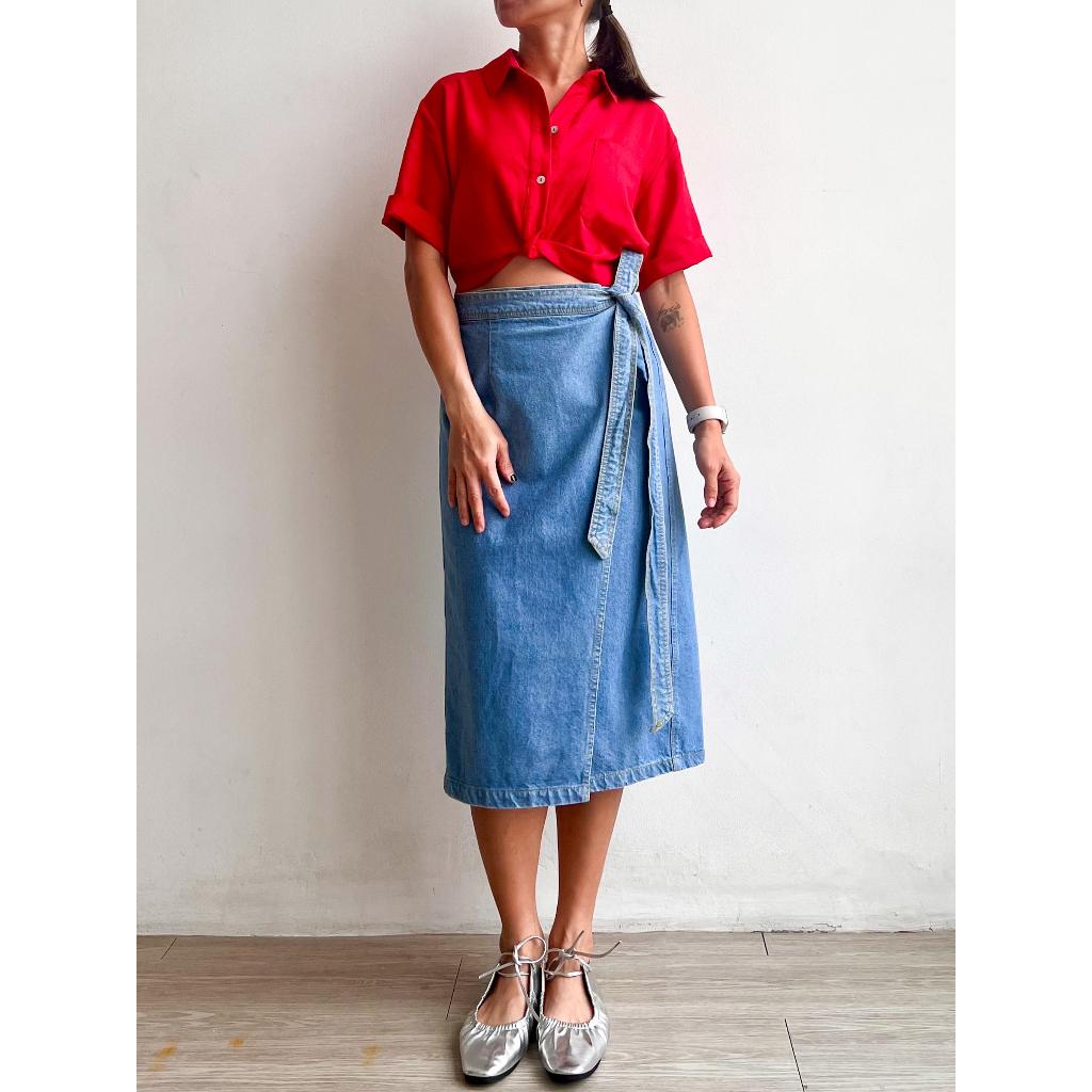 Kivee - Jovia Wrap Skirt Denim / Rok Jeans