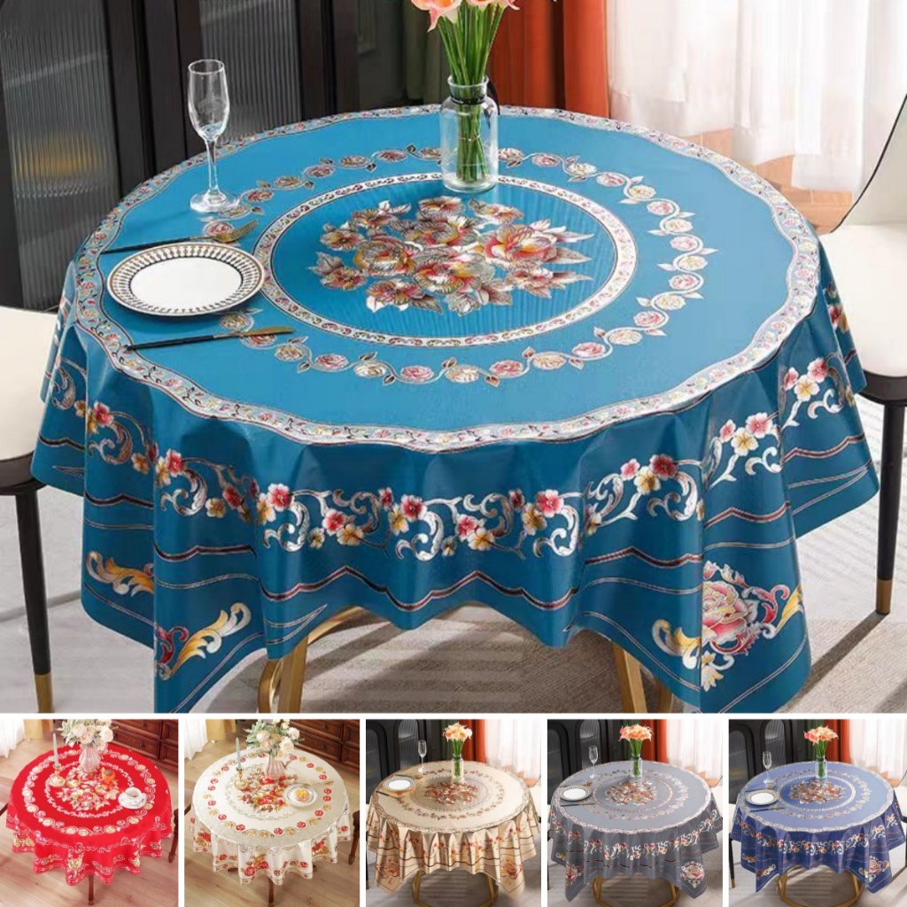 Taplak Meja Makan Premium Waterproof Model Bohemian Alas Meja Makan 150×150cm PVC Table Cloth / Tapl