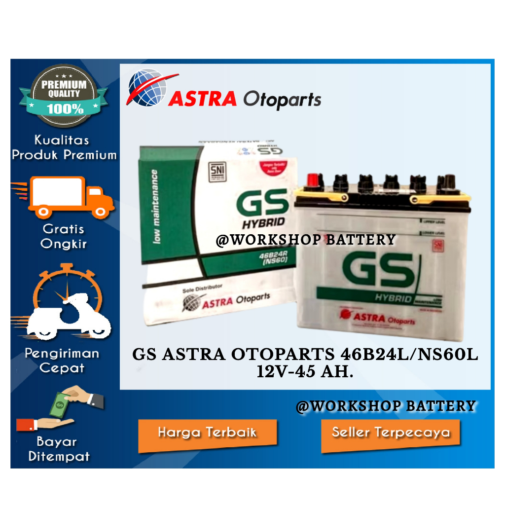 AKI GS ASTRA 46B24L / NS60L 12V-45 AH.