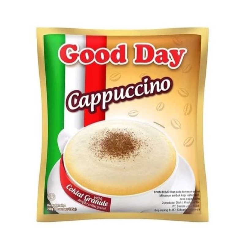 

Good Day Cappuccino Kopi dengan Granule |25gr/renceng| isi 10 pcs