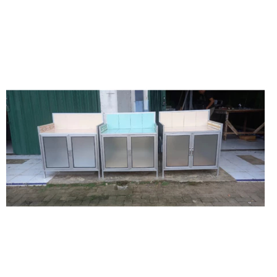 Meja Kompor + Rak piring 2 Pintu Meja Kompor Full Putih rds1