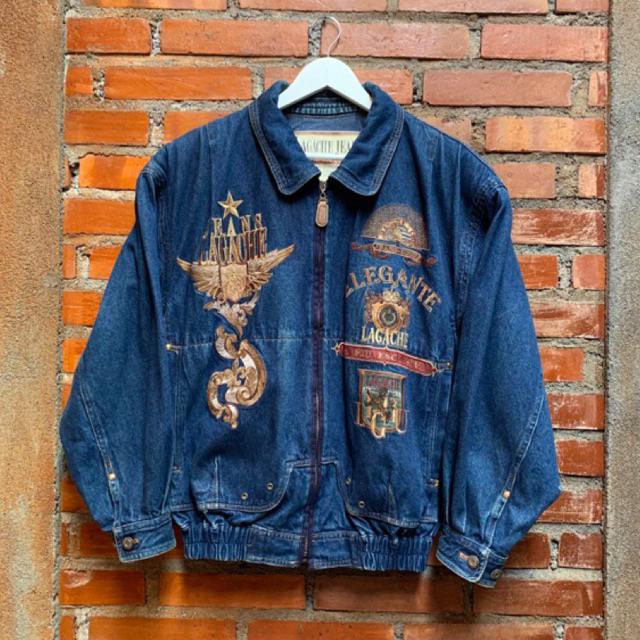 LAGACHE JEANS UOMO FLIGHT JACKET DENIM JAPAN VINTAGE BOXY FIT