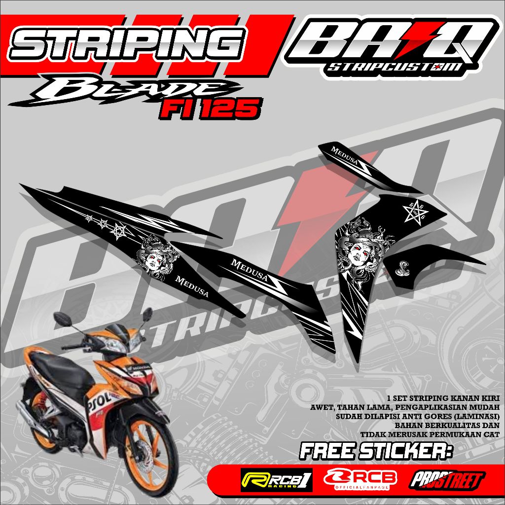 STICKER STRIPING HONDA BLADE FI 125 - STRIPING HONDA BLADE FI 125 DESAIN MEDUSA 10