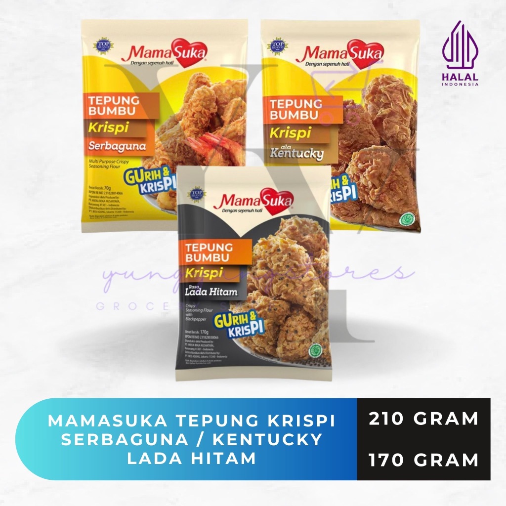 

Mamasuka Tepung Bumbu Krispi Serbaguna / Kentucky / Lada Hitam 170 210 gram