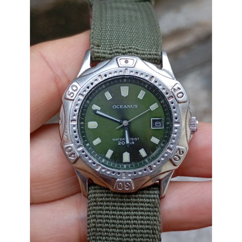 jam tangan casio oceanus oc 700 diver style original second bekas
