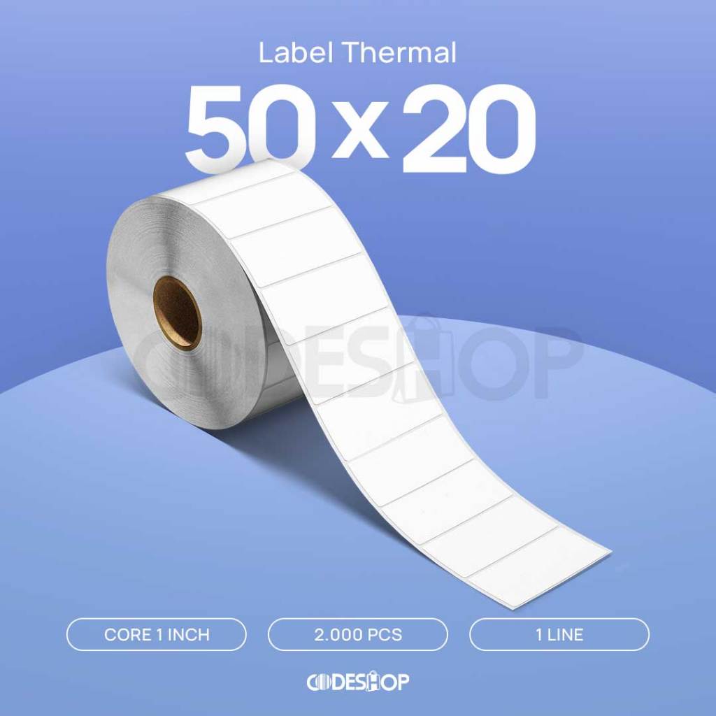 

Stiker Label Thermal 50x20 mm Codeshop 1 Line Core 1 Inch Isi 2000 Pcs Printer Termal