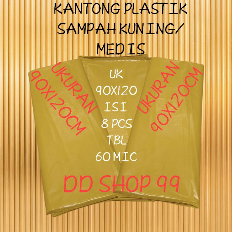 Plastik Sampah Uk 90X120Cm/Kantong Sampah /Plastik medis/Sampah Kuning