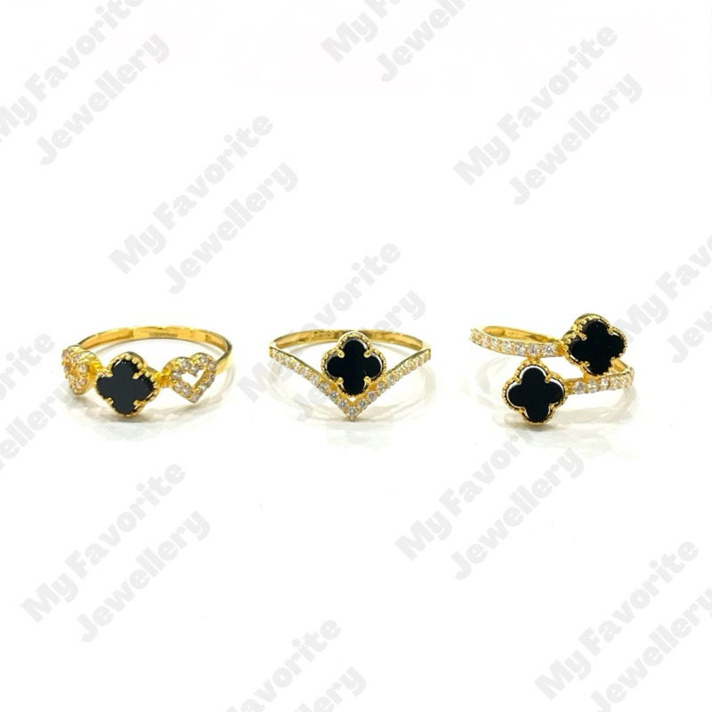 Cincin Clover Emas Asli Kadar 875 Model Terbaru Uk12.5 Uk16