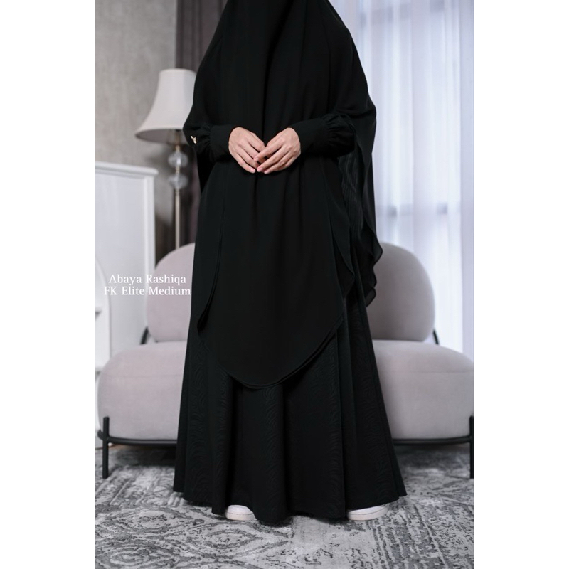 Abaya Rashiqa - Abaya Embos al arabian Butik Gamis Hitam